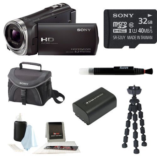 Sony HDR-CX330 HDR-CX330/B CX330 Full HD Handycam Camcorder (Black) + Sony 32GB Class 10 Micro SD Card + Soft Shell Camera Gadget Bag + Focus 5 Piece Digital Camera Accessory Kit + Accessory Kit