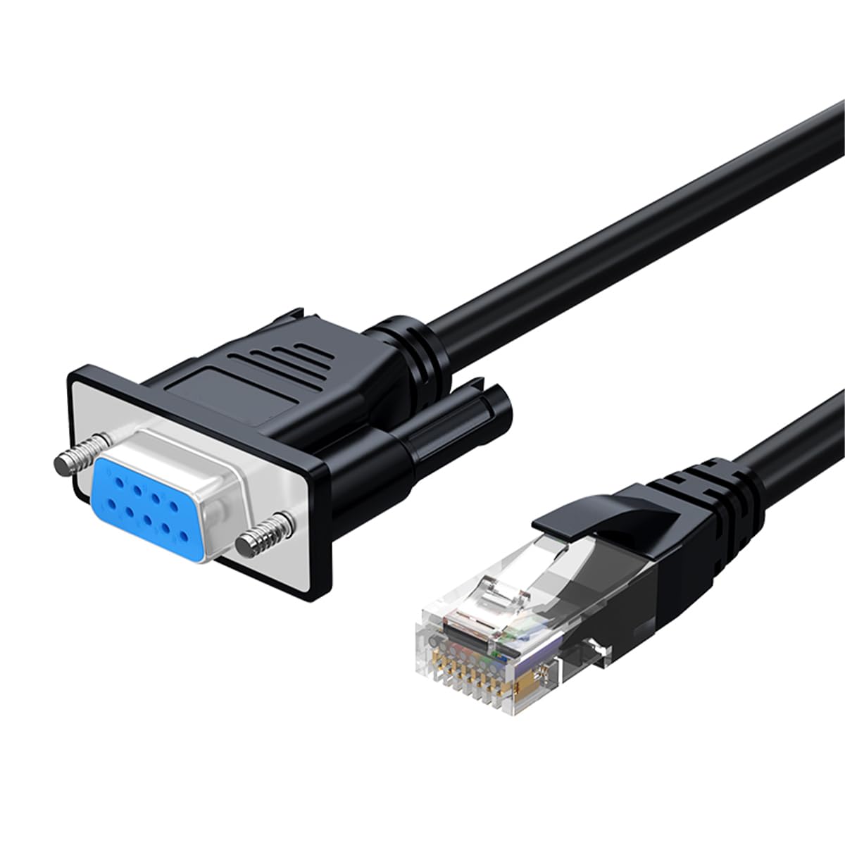 Photo 1 of Jienk 9.8FT DB9 to RJ45 Cat5 Ethernet LAN Console Cable, RJ45 Male to 9 pin Serial RS232 DB9 Female Rollover Console Cable