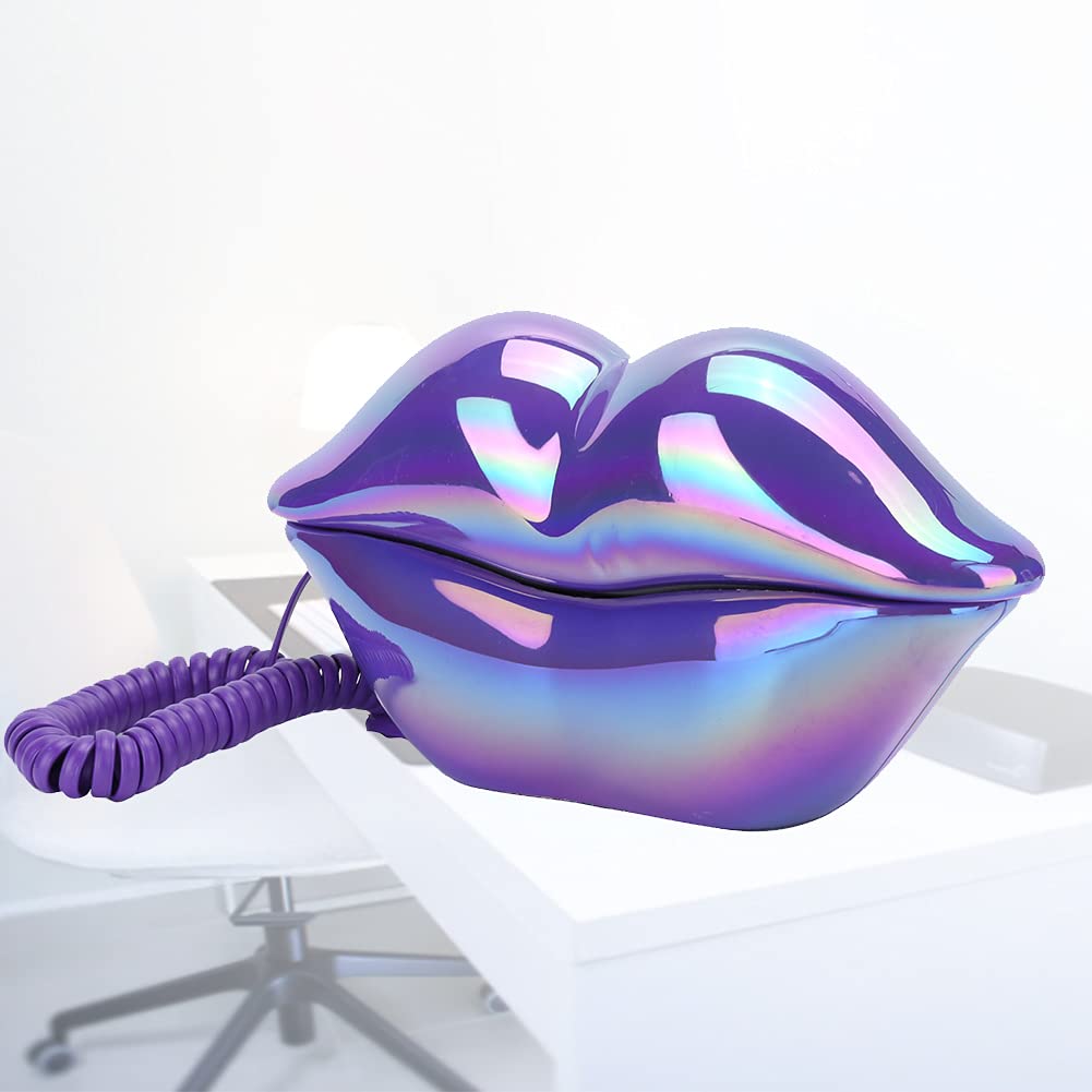 Annadue Corded Lips Telephones, Home Office Shops Land Line, Funny Lip Shape, Wired Phone, Number Storage, Clear Call Sound, WX-3016, Purple