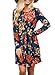 ZESICA Women's Round Neck Floral Print Long Sleeve Swing Pleated T Shirt Tunic Dress