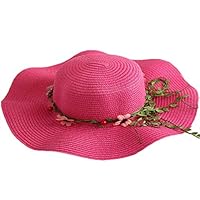 GETIEN Large Brim Hat Beach Hat Foldable Comfortable Large Brim Summer Beach Outdoor Hat Anti-UV Protection hat (Bright Pink)