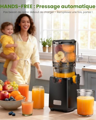 LINKChef Slow Cold Juicer Extractor, Opening 130 mm, Fruit and Vegetable Juice Extractor, Capacity 1.8 L, 250 W Slow Juicer Machine with Reverse Function, Easy to Clean, BPA Free