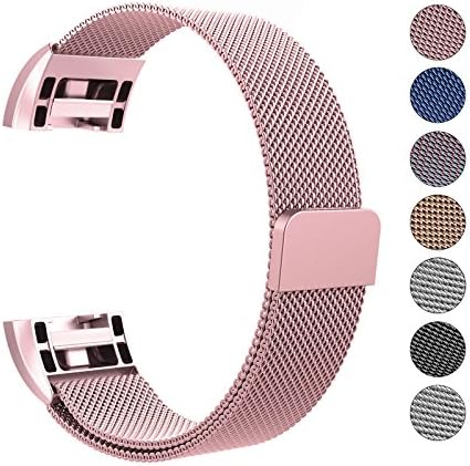 LANGREE For Fitbit Charge 2 Strap Band Replacement, Milanese Loop Stainless Steel Magnetic Replacement Wristband Bracelet Band for Fitbit Charge 2
