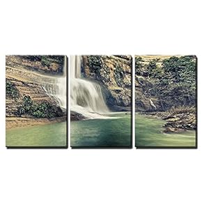 Beautiful Waterfall Vintage Style Bohol Philippines x3 Panels