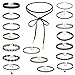 Choker Necklace, Xpatee Women Choker Necklace Set Black Velvet Lace Tattoo Choker Set Girls Stretch Necklace (18 PCS)