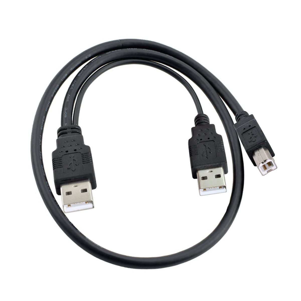 CY Dual USB 2.0 Male to Standard B Male Y Cable 80cm for Printer & Scanner & External Hard Disk Drive