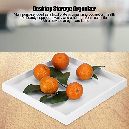 Multi-purpose Desktop Storage Trays, Fruit Organizer Valet Tray for Cans Drinks Food Jewelry Cosmetics White