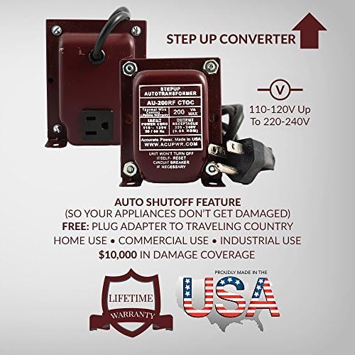 ACUPWR (TM) AU-200 From 220 to 110 volt - 200 Watt Step Up Transformer - Lifetime Warranty