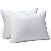 Amazon Basics Down Alternative Pillows for Stomach and Back Sleepers, Soft Density, Standard Size 26" x 20", White, 2-Pack