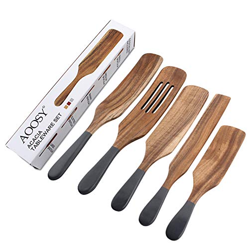 Wooden Spatulas Set As Seen On TV, Wooden Cooking Utensils, AOOSY 5 Pcs