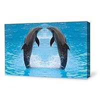 Canvas Wall Art Lovely Dolphin Canvas Prints Home Artwork Decoration for Living Room,Bedroom - 12x18 inches