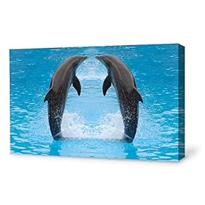 Canvas Wall Art Lovely Dolphin Canvas Prints Home Artwork Decoration for Living Room,Bedroom - 12x18 inches