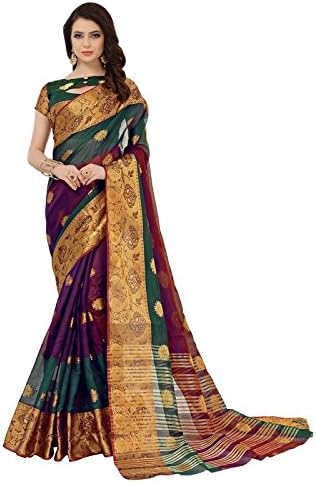 Aelicia Woven Kanjivaram Jacquard, Silk, Art Silk Saree (Multicolor)