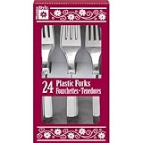 Silver Plastic Forks, 24ct