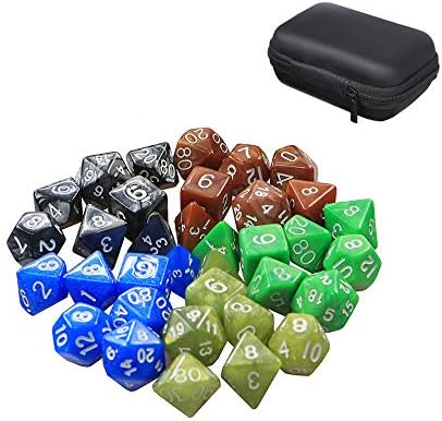 5 x 7 (35 Pieces) Polyhedral Dice with Storage Case for Dungeons and Dragons DND RPG MTG D20 D12 D10 D8 D6 D4