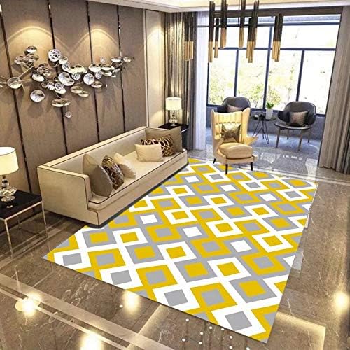 GUSJ Living Room Carpet,Floor Rug Mat Non-Slip Thin Section Area Rug Room Washable,Yellow,120 * 160