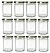 Nakpunar 7.5 oz Flat Mason Glass Jars with Lid for Jam, Honey, Wedding Favors, Shower Favors, Baby Foods, Canning, spices, Half Pint (12, Gold)