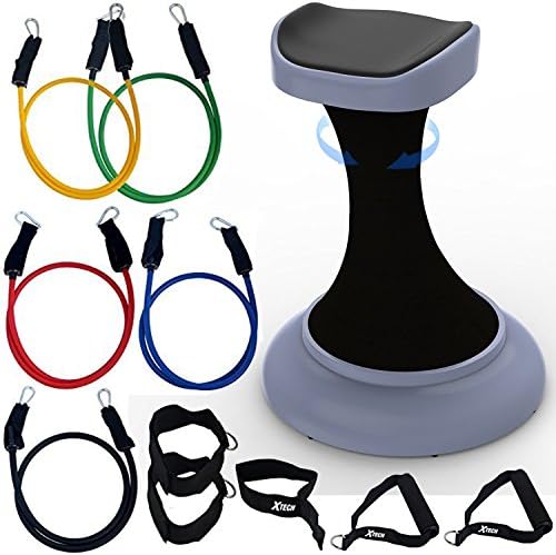 EzHula Fitness Chair + Resistance Band Set with 5 Combinable Bands the Total Home and Office Fitness Package - Stay Fit & Healthy Constantly - Muscle Building exercise Weight Loss ABS