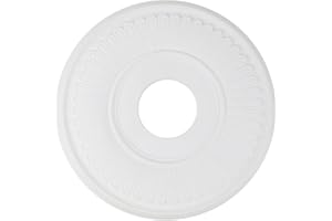 MY MIRONEY White PU Ceiling Medallion Decorative Ceiling Fan Medallion Home Lighting Ceiling Cover Plate, 13 1/5" OD x 3 3/7" ID