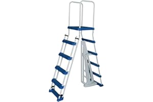 Aqua Select A-Frame Ladder with Removable Steps for Above Ground Pools | 52-inch Pool Wall Height | with Non-Slip Step Tread Risers | Top Platform and Rounded Handrails for Ease of Entry/Exit