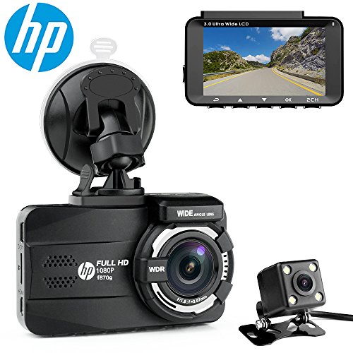 HP Dual Channel Lens Dash Cam for car Full HD 1080P Front & Rear Built-in GPS DVR Dashboard Camera Recorder,3.0
