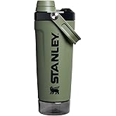 STANLEY Vitalize Shaker Bottle 20 oz | Leakproof Insulated Stainless Steel Shaker Cup | Base Storage and Twist On Fast Flow Lid | Protein Shakes and Pre Workout Powder | BPA-Free | Dried Pine
