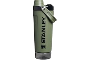 STANLEY Activate Shaker Bottle 20 oz | Leakproof Insulated Stainless Steel Shaker Cup | Base Storage and Twist On Fast Flow Lid | Protein Shakes and Pre Workout Powder | BPA-Free | Dried Pine