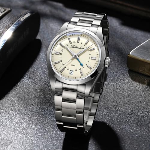 ADDIESDIVE 36 mm Small Dial GMT Men's Watch Diver Waterproof 100 M Ronda 515-24H Stainless Steel