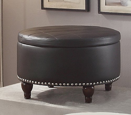 Major-Q Pxf6808 Black Faux Leather Reverse Flip up Top Cocktail Ottoman Table with Storage - Thumbnail 4