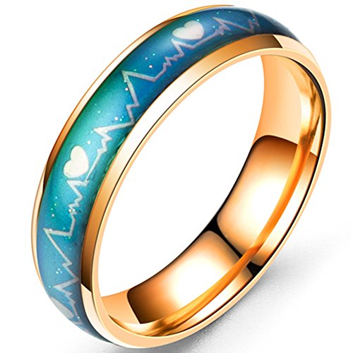 Jude Jewelers Anillo de estado de ánimo de corazón que cambia de color de acero inoxidable Alianza de boda Promesa de aniversario