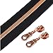 YaHoGa #5 Rose Gold Metallic Nylon Coil Zippers by The Yard Bulk Black Tape 10 Yards with 25pcs Pulls for DIY Sewing Tailor Craft Bag (Black)