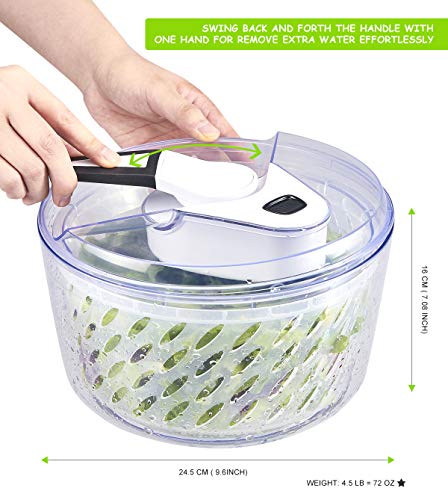 FAVIA 5.5L Large Salad Spinner Manual Lettuce Dryer Vegetable Washer with Multifunctional Vegetable Slicer BPA Free Dishwasher Safe 6 Quart