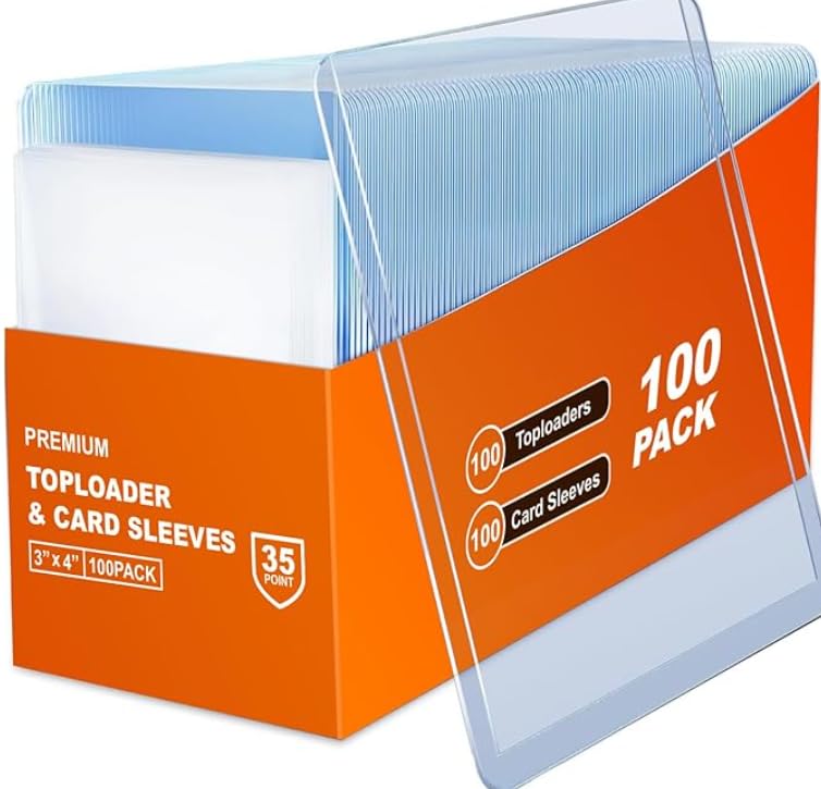 Top loaders 200 Piece, 3" x 4"Clear Rigid Card Cases for Collectibles, （100 Hard Toploaders + 100 Clear Sleeves） for Trading Card Games (MTG), Sports Cards