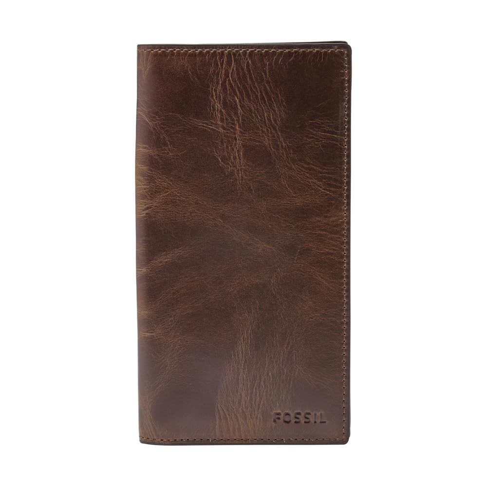 Fossil Wallet for Men Derrick, 100% Leather Bifold Dark brown L: 8,9 cm, W: 1,3 cm, H: 17,1 cm ML3683201