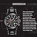 Stylish Men Sport Quartz Wrist Watch Black Waterproof Chronograph Watch with Date Display