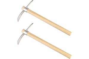 GENHAKON 2 PCS 16 Inch Mattock Pick Axe, Stainless Steel Pick Mattock Hoe, Garden Pick, Pick Mattock for Weeding, Loosening Soil, Planting Vegetables, Digging Holes, Chopping Roots and Much More