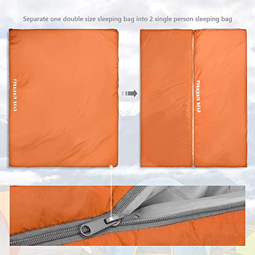 Forbidden Road Double Sleeping Bag Winter -5 ℃/ 23 ℉ 2 Person Waterproof Lightweight Envelope Sleeping Bags 380T Nylon with Free Carrying Bag Perfect - Thumbnail 5