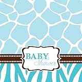 Creative Converting Baby Shower Wild Safari Blue 16 Count 3-Ply Paper Lunch Napkins