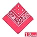 Alotpower Cotton Bandana Headbands Handkerchiefs 12 pack,Hot Pink