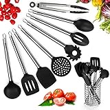 Kitchen Utensil Set 9 Cooking Utensil Set, Silicone & Stainless Steel Spatula Set & Utensil Holder, BPA Free, Non Toxic Turner Tongs Spatula Spoon Set, Great Kitchen Tools For Gift