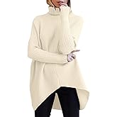 ANRABESS Womens Oversized Turtleneck Batwing Long Sleeve Casual Cozy Baggy Knit Pullover Tunic Sweater 2025 Fall Outfits