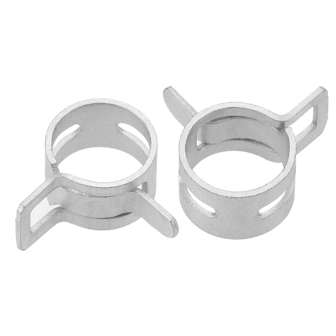 uxcell Spring Band Type Clamp 11mm Inner Dia Fit 11.5-12.2mm OD Hose Fuel Line Silicone Tube Clips Clamp Silver Manganese Steel 10Pcs