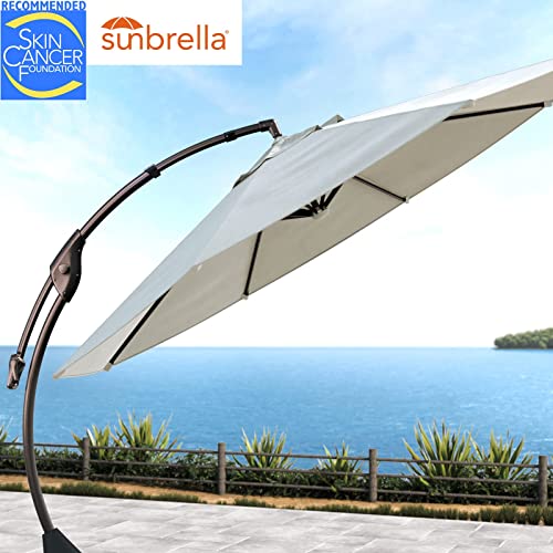 Grand patio Outdoor 12 FT Offset SUNBRELLA Umbrella, Curvy Aluminum