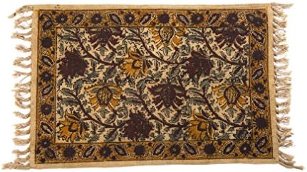 Kalamkari , Handloom,Vegetable Dye, hand Block printed Mat