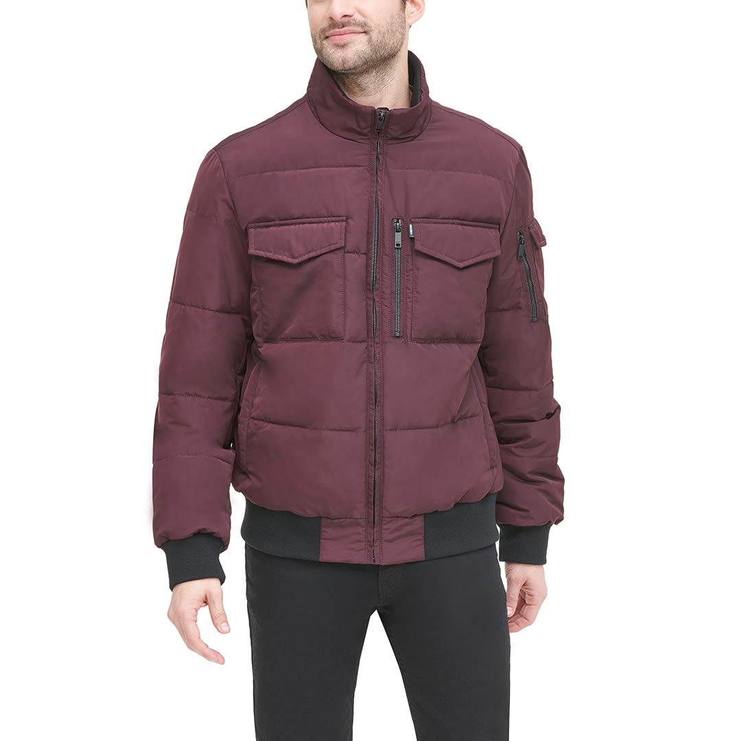 men's quilted patch bomber jacket