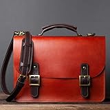 Coal Creek Leather Leather English Briefcase Single Gusset/Wickett & Craig Full Grain Harness Leather/Classic Buckle Briefcase with 13