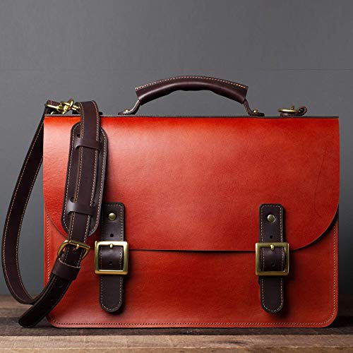 Coal Creek Leather Leather English Briefcase Single Gusset/Wickett & Craig Full Grain Harness Leather/Classic Buckle Briefcase with 13