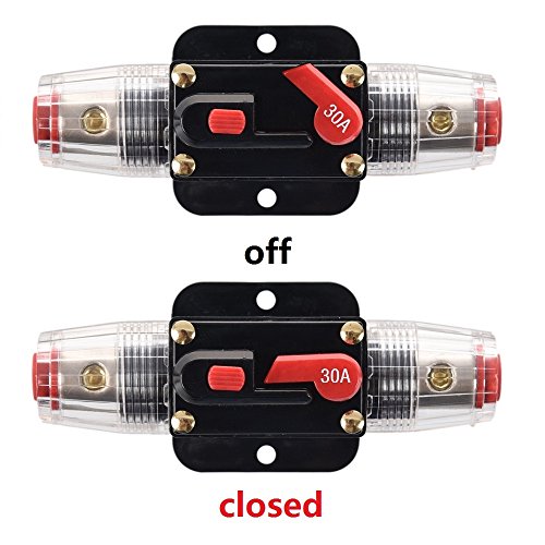 ANJOSHI Fuse Holders 30amp 20A 40A 50A 60A 80A 100A 150A Inline Circuit Breaker for Car Audio and Amps Overload Protection Reset Fuse Inverter 12V-24V DC Replace Fuses