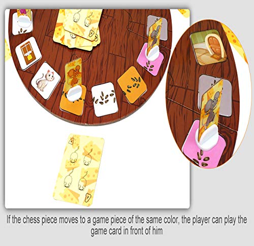 Board Game for Kids, “Just Chase” Card Game with Cheese Trap, Cute Cat Card Family Party Game for 5 Years&Up, 2-6 Players