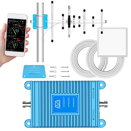 Subraod Cell Phone Signal Booster for Home 5,000 sq ft with Outdoor/Indoor Antennas Extend Phone Battery Life Cell Phone Booster Boosts 5G 4G LTE 3G